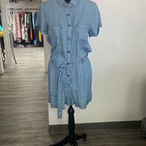 Light Blue Button-Up Romper